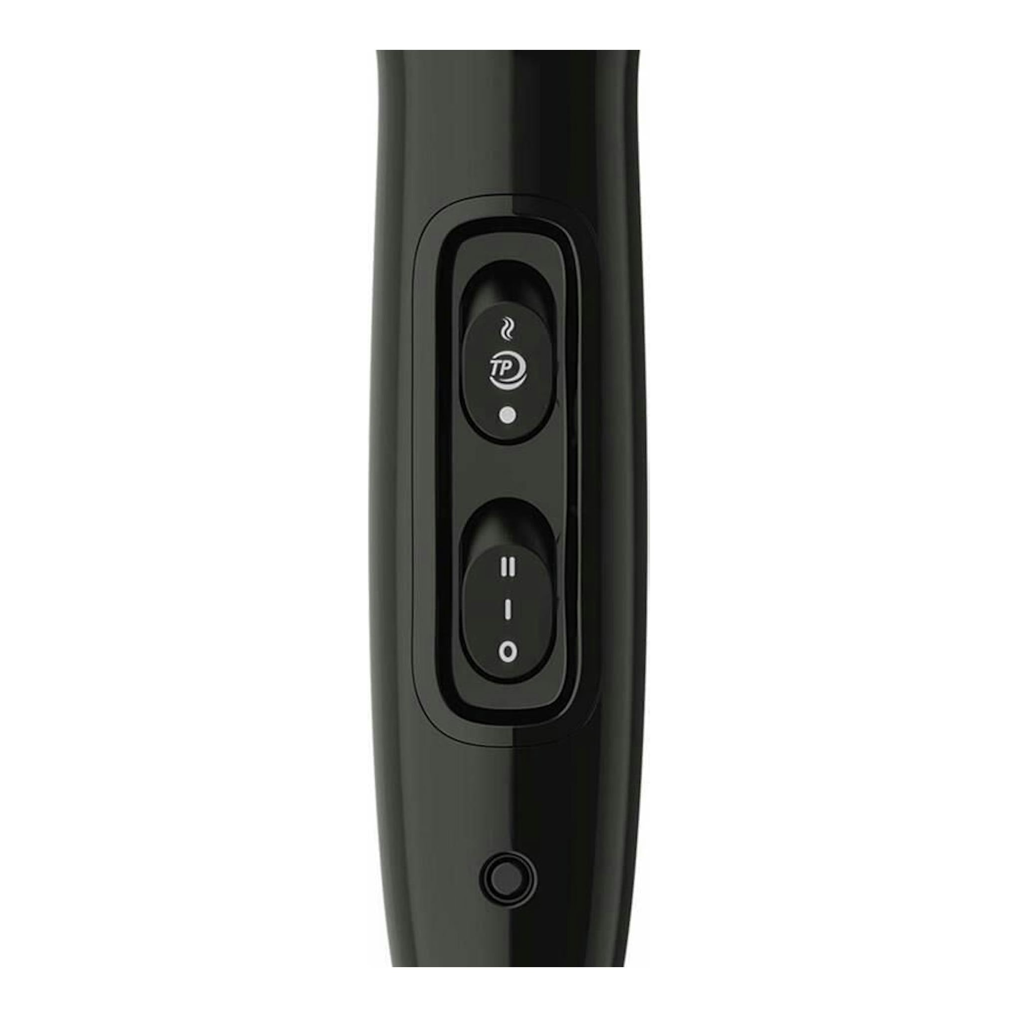 Secador Philips BHD274/00 negro, vista frontal parcial del mango con botones de control.