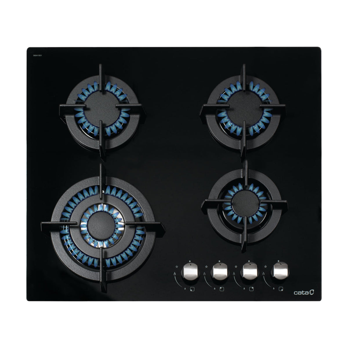 Placa de gas Cata CCI 6031 BK, 4 quemadores y cristal negro