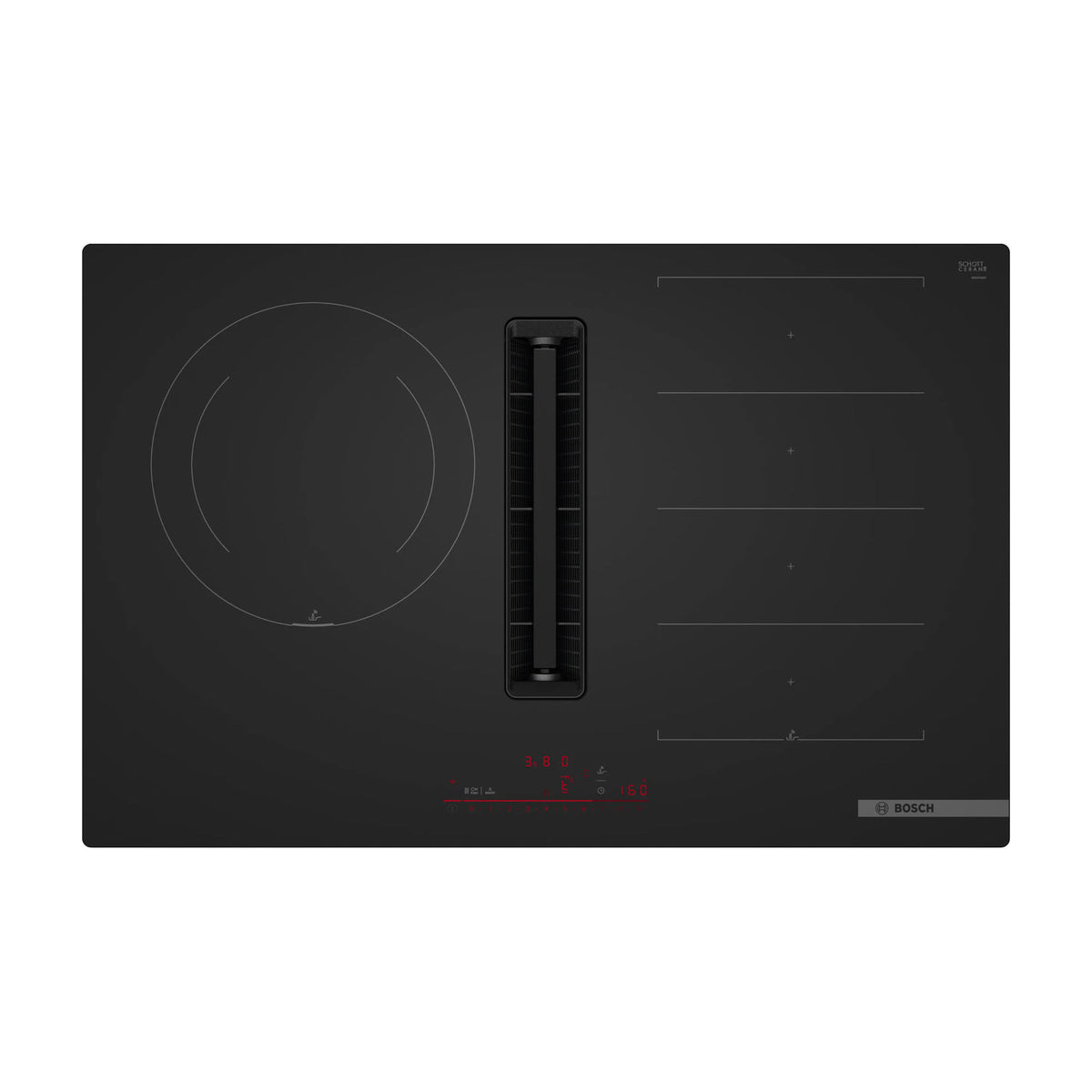 Placa de inducción con extractor Bosch PXJ81AH21E, 80 cm, negro mate