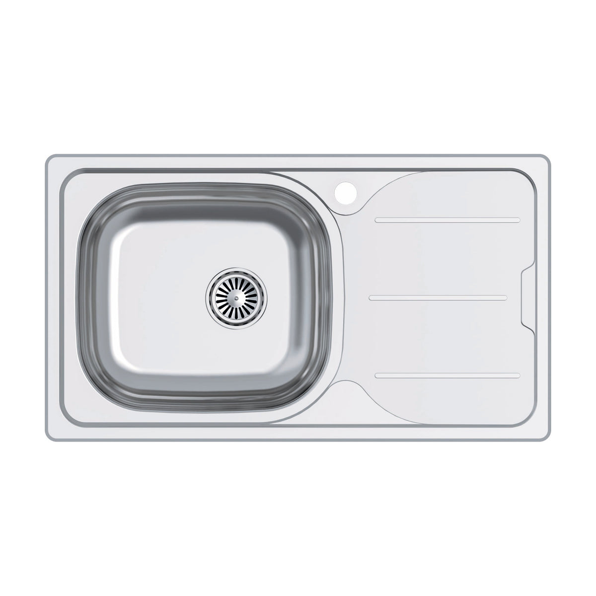 Fregadero Cata CDS-1 ED de acero inoxidable con escurridor derecho, 76 x 43,5 cm