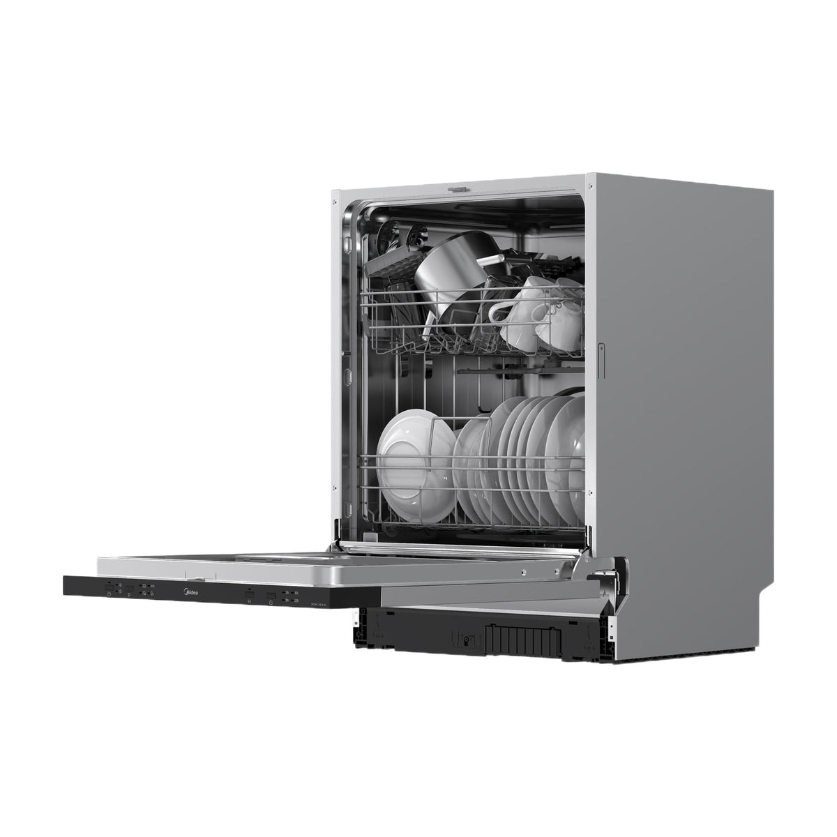Lavavajillas integrable Midea MDW 12E4 SL, 12 cubiertos y puerta deslizante