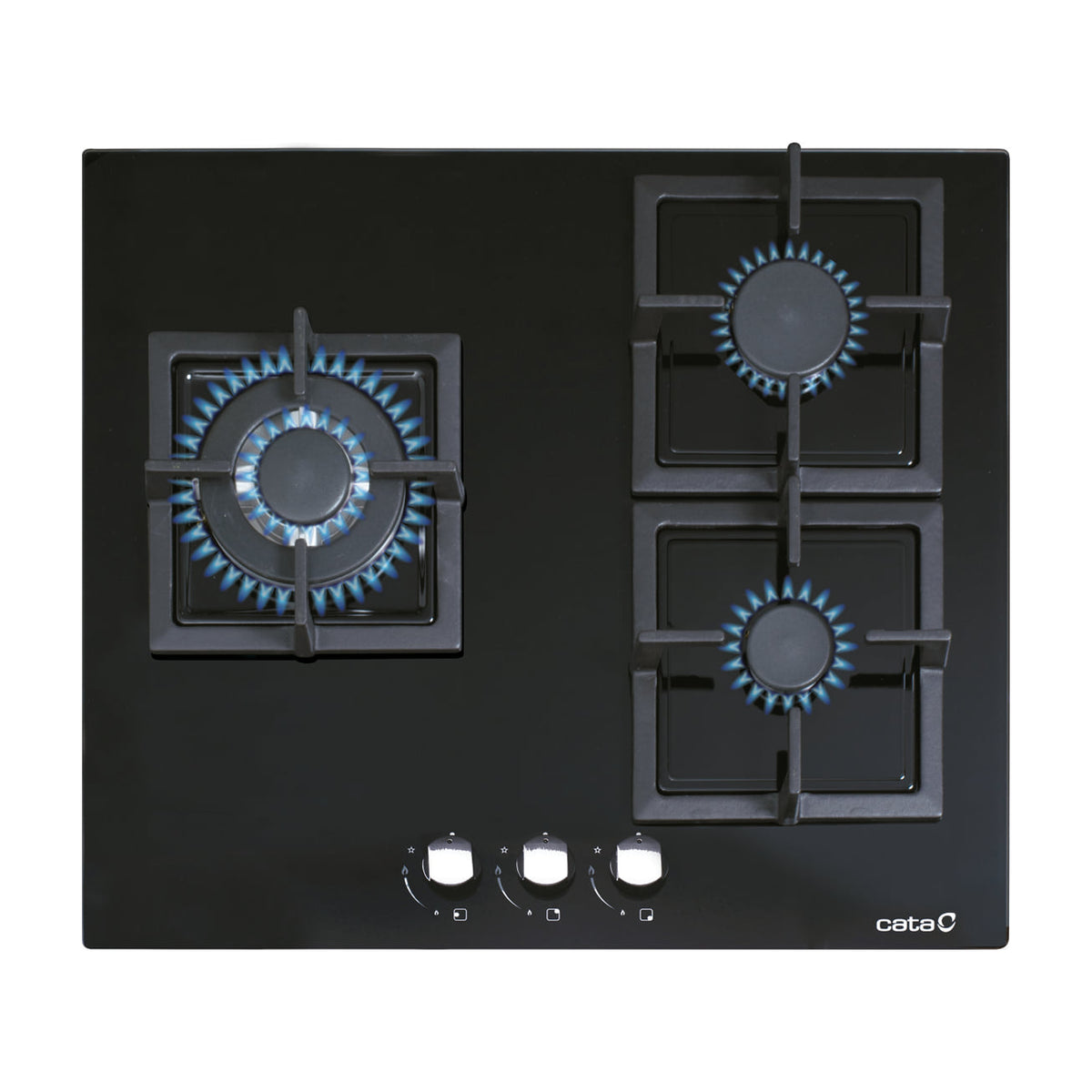 Placa de gas CATA SCI 6021 BK de 3 zonas en cristal negro