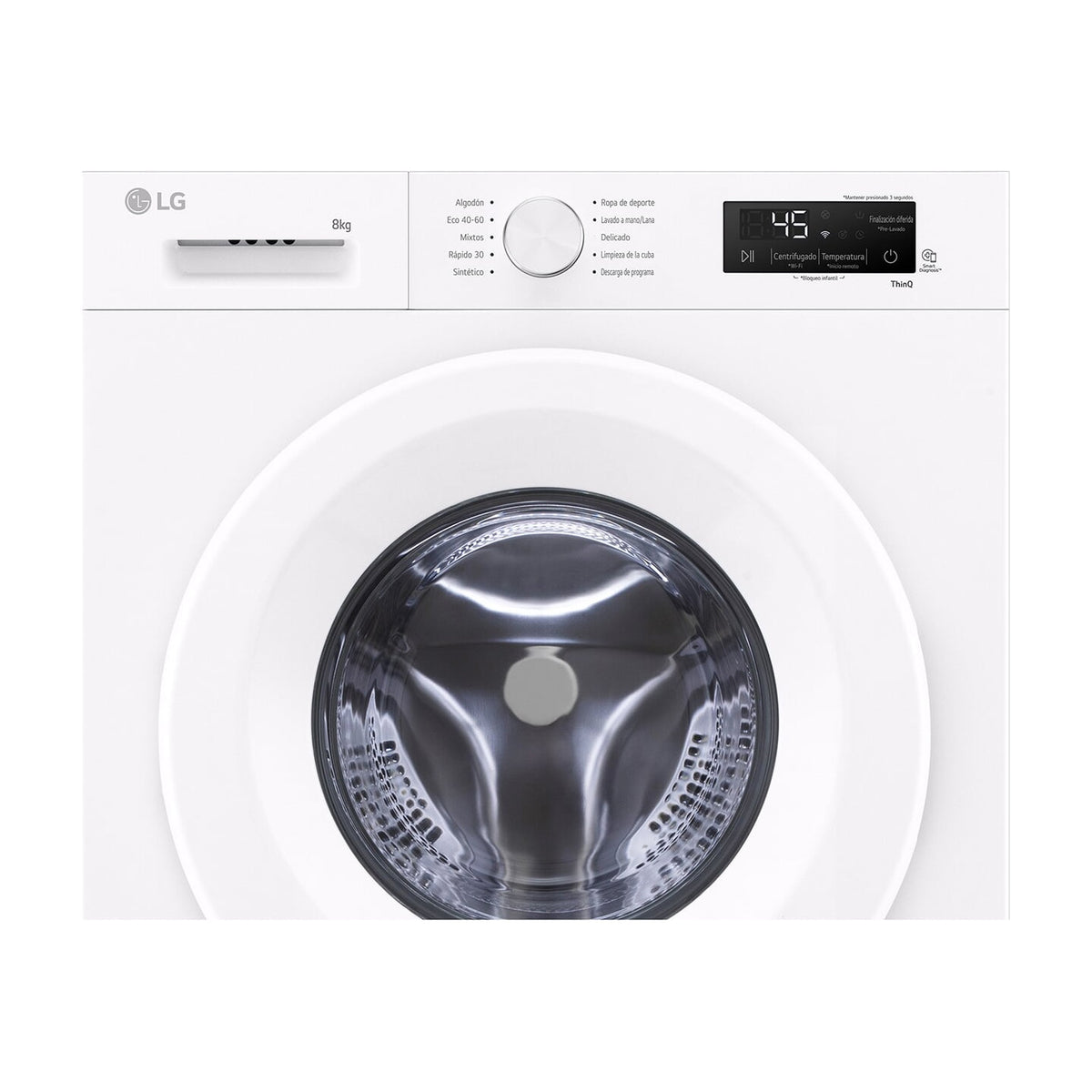 Lavadora LG F4X1008NWH de 8 kg con vapor Steam y Wi-Fi ThinQ