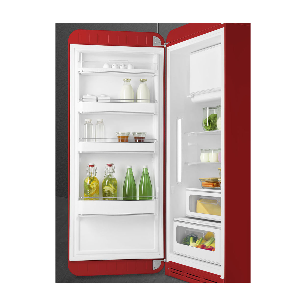 Frigorífico de una puerta Smeg FAB28LRD6, rojo, 270 l y clase C