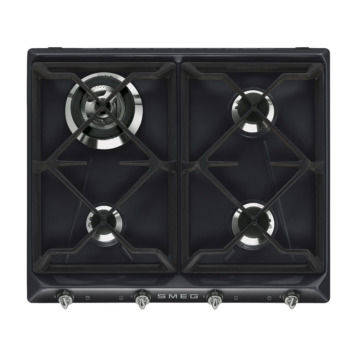 Placa de gas Smeg SR964NGH de 60 cm con 4 quemadores, negra