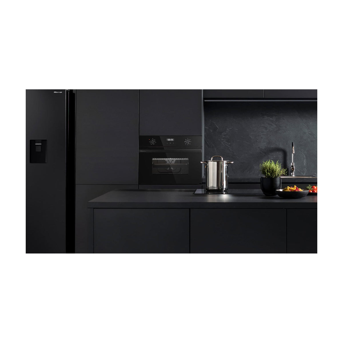 Horno compacto multifunción Hisense BI44221ABG, 49 l, cristal negro