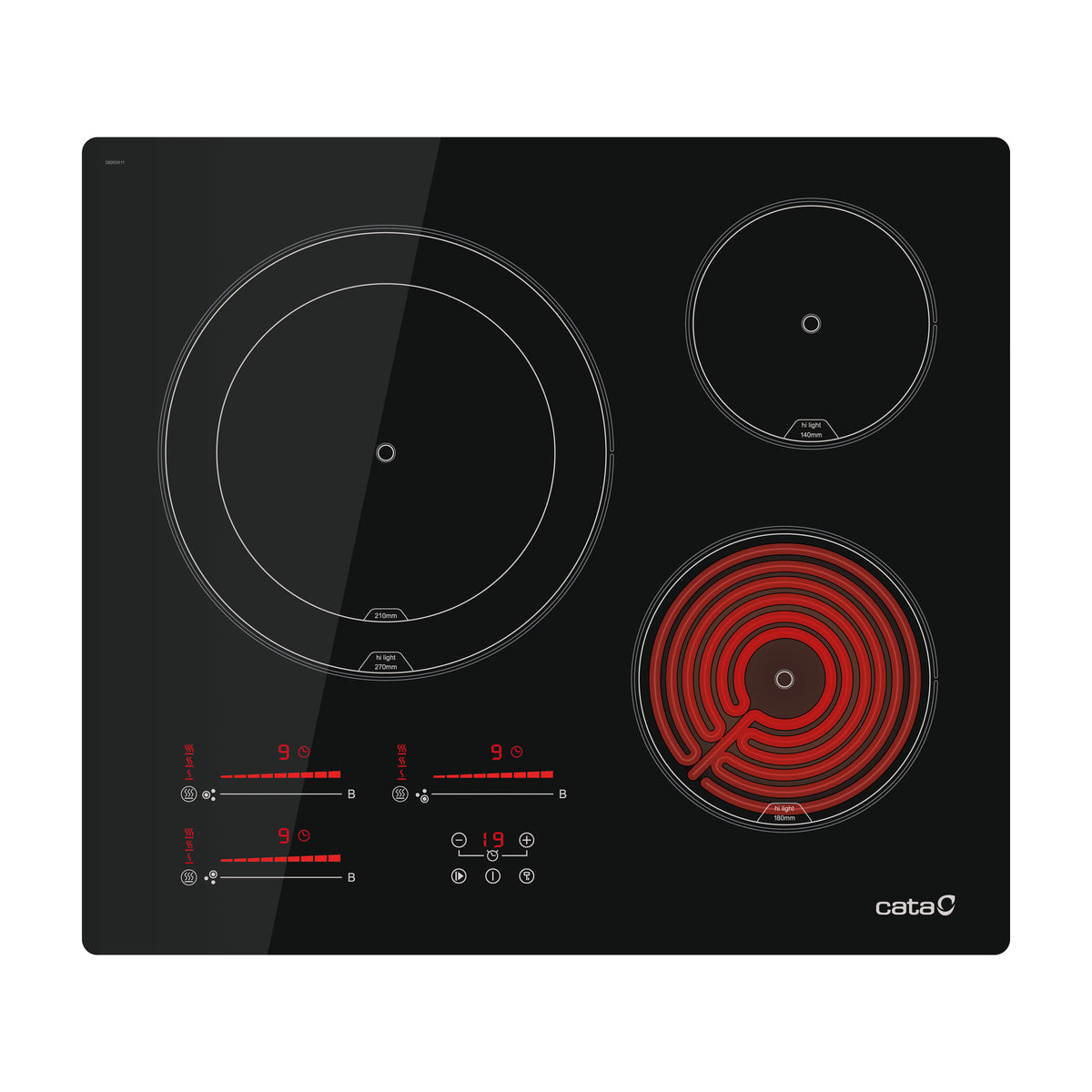 Placa vitrocerámica Cata TDM 6003 de 3 zonas con control deslizante