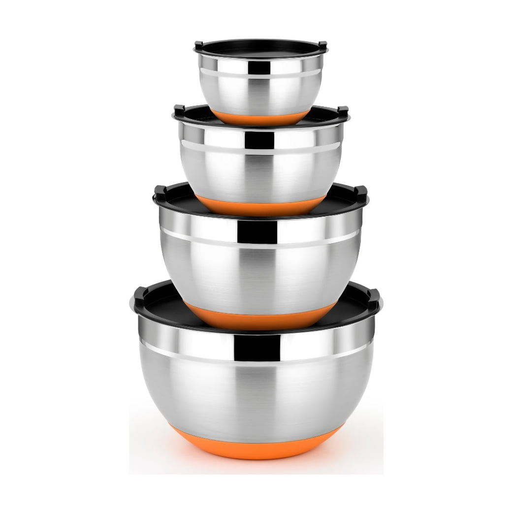 Set de 4 boles BRA Efficient de acero inoxidable con tapa y base antideslizante