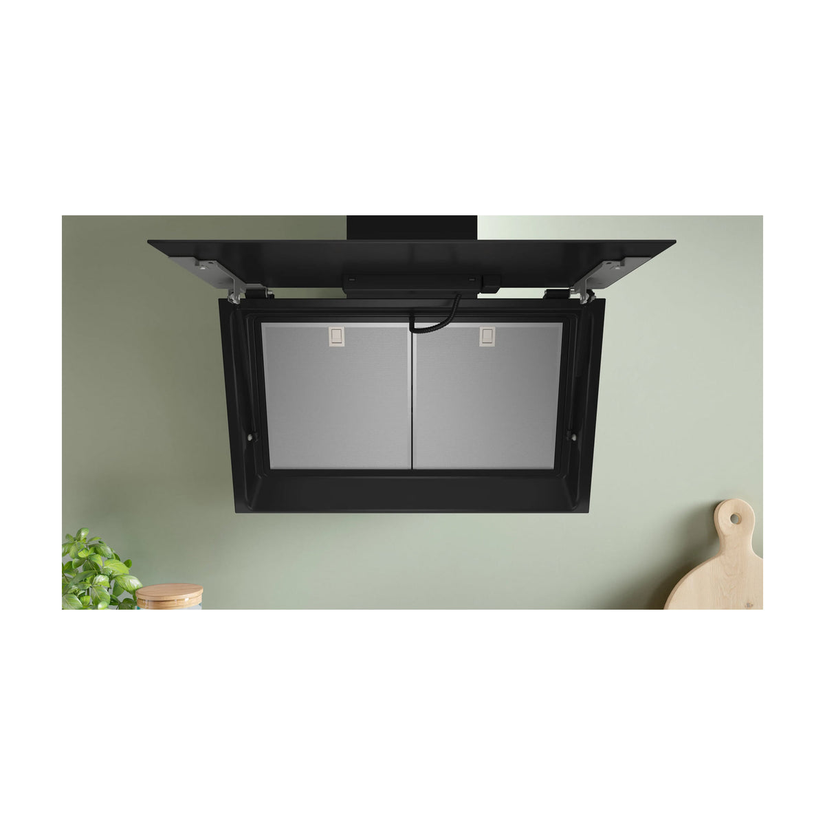 Campana decorativa inclinada Bosch DWK81AN60 de 80 cm, cristal negro