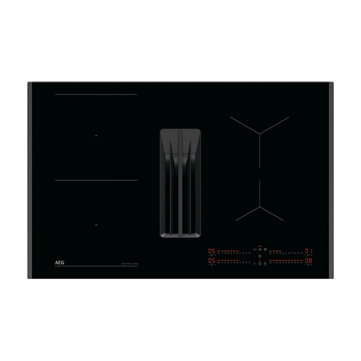 Placa de inducción con extractor AEG TH84CB03FB, 80 cm, Bridge