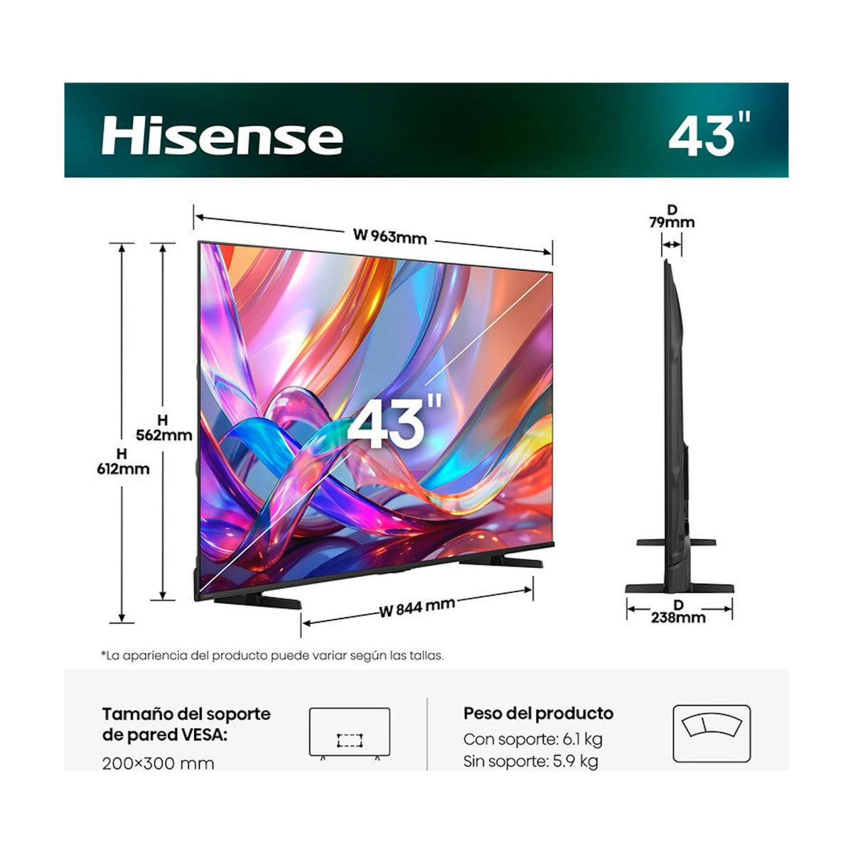 Televisor Hisense 43Q7S QLED 4K UHD de 43 pulgadas