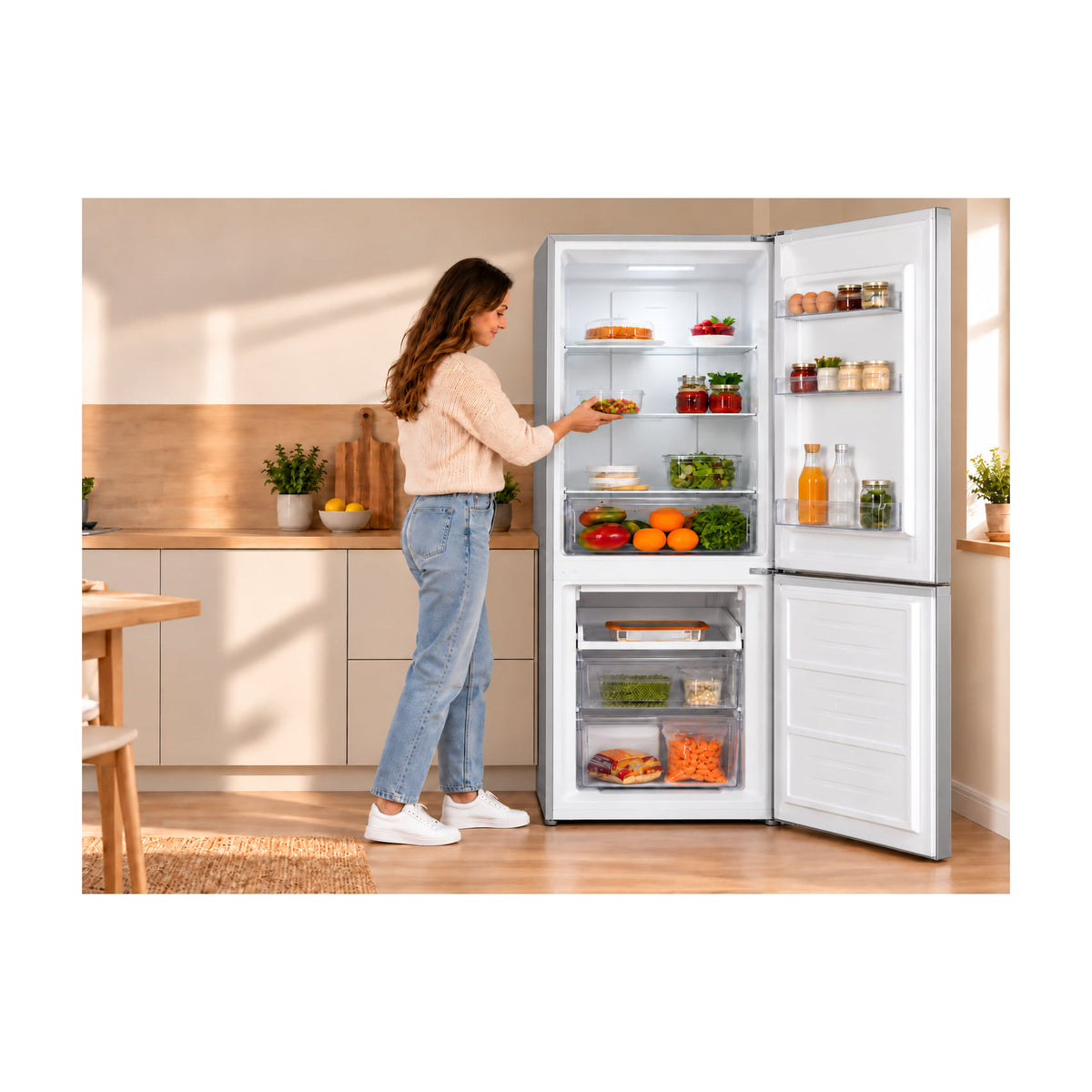 Frigorífico combi Exquisit KGC265-70-NF-040D inoxlook, No Frost, 253 l