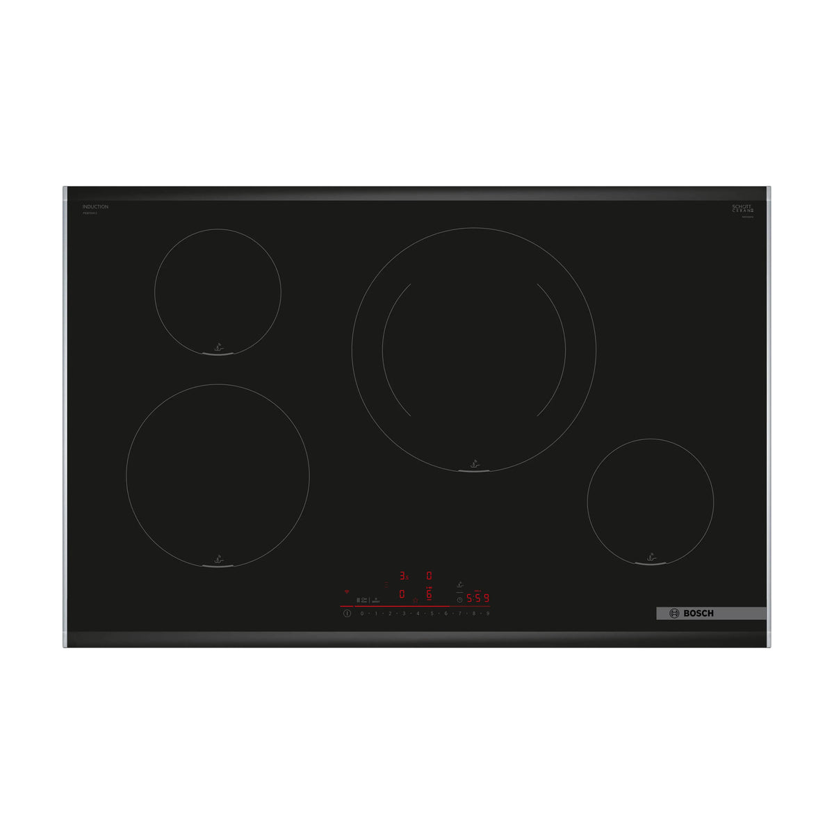 Placa de inducción Bosch PIE875HC1E de 80 cm, 4 zonas y Home Connect