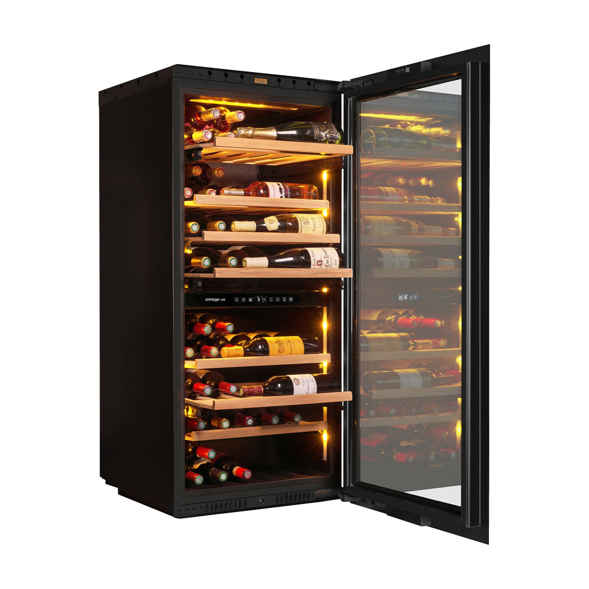 Vinoteca integrable Avintage AVI122PLATINUM, 68 botellas y 2 zonas