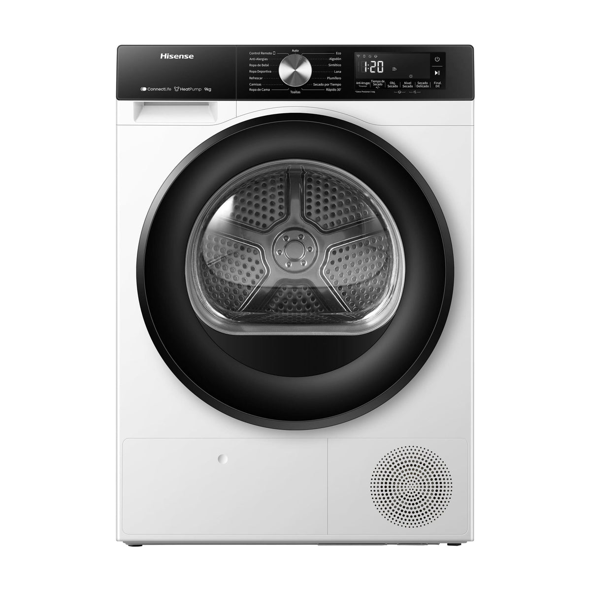 Secadora Hisense DH3S902BWCC con bomba de calor, 9 kg y Wi-Fi