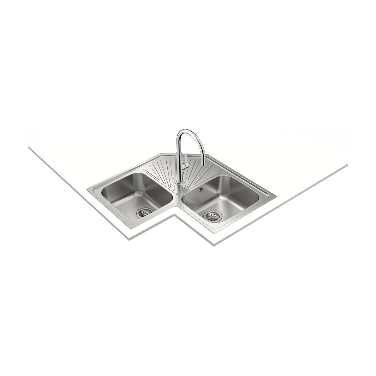 Fregadero Teka Angular 2C SF de esquina, 2 cubetas y acero inoxidable