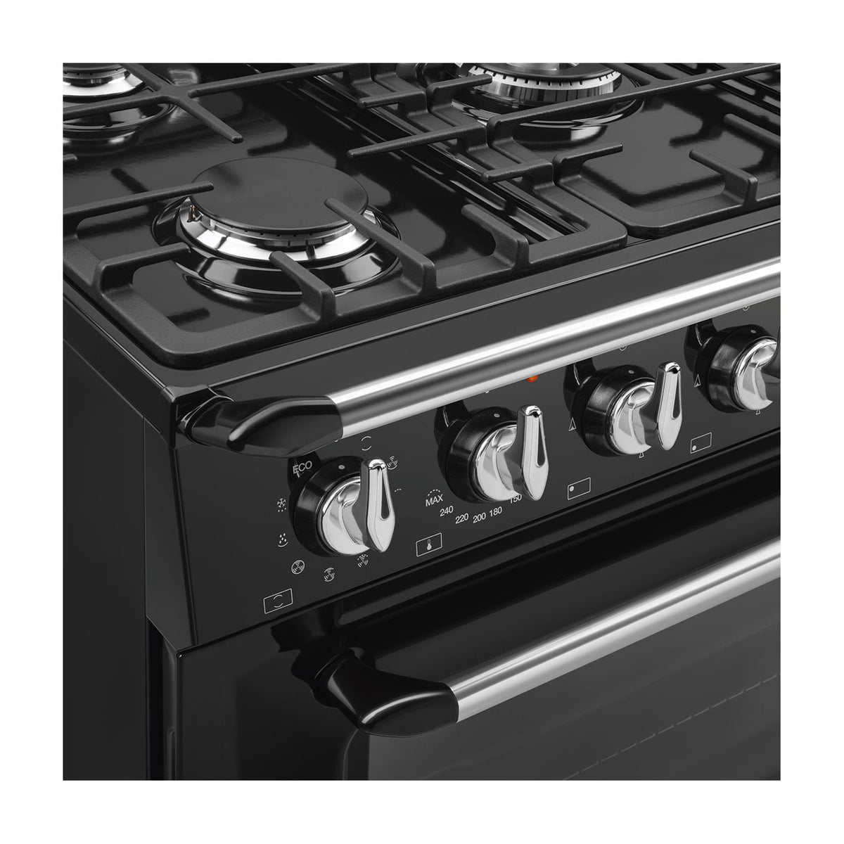 Cocina de gas Smeg TR90GMBL con 5 zonas y horno eléctrico de 115 l