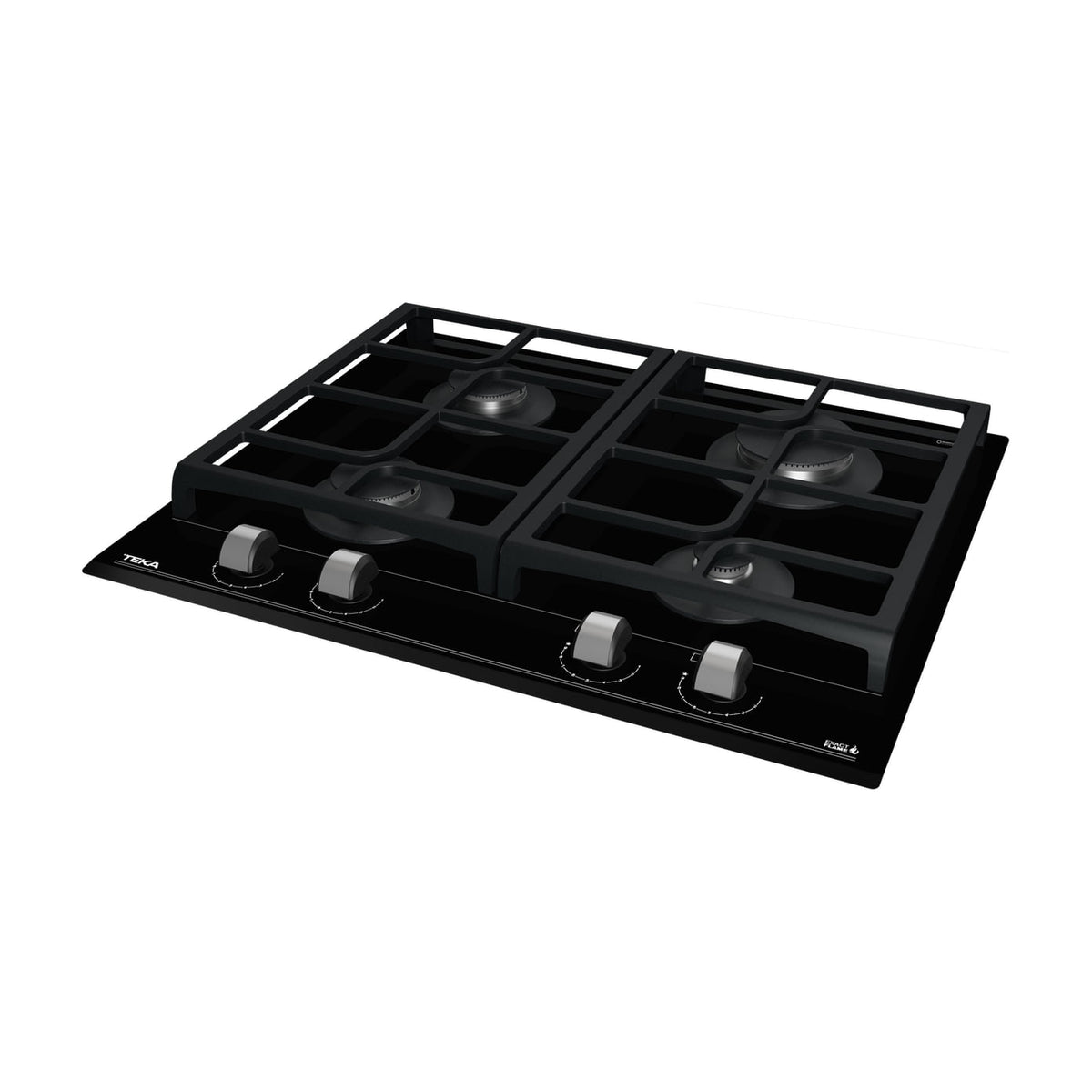 Placa de gas Teka GZC 64300 XBN, 60 cm, cristal negro y ExactFlame