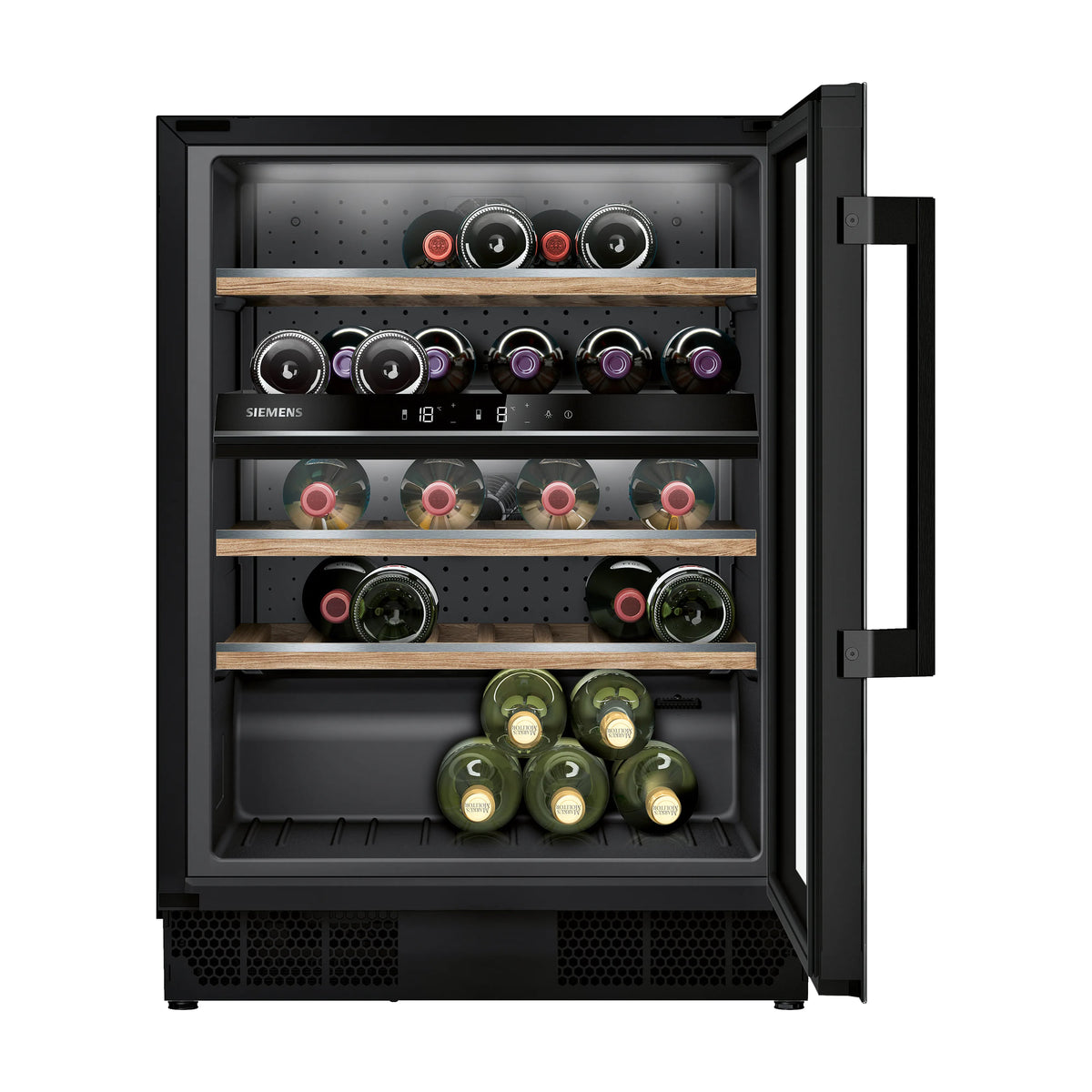 Vinoteca integrable Siemens KU21WAHG0, 44 botellas y 2 zonas de temperatura