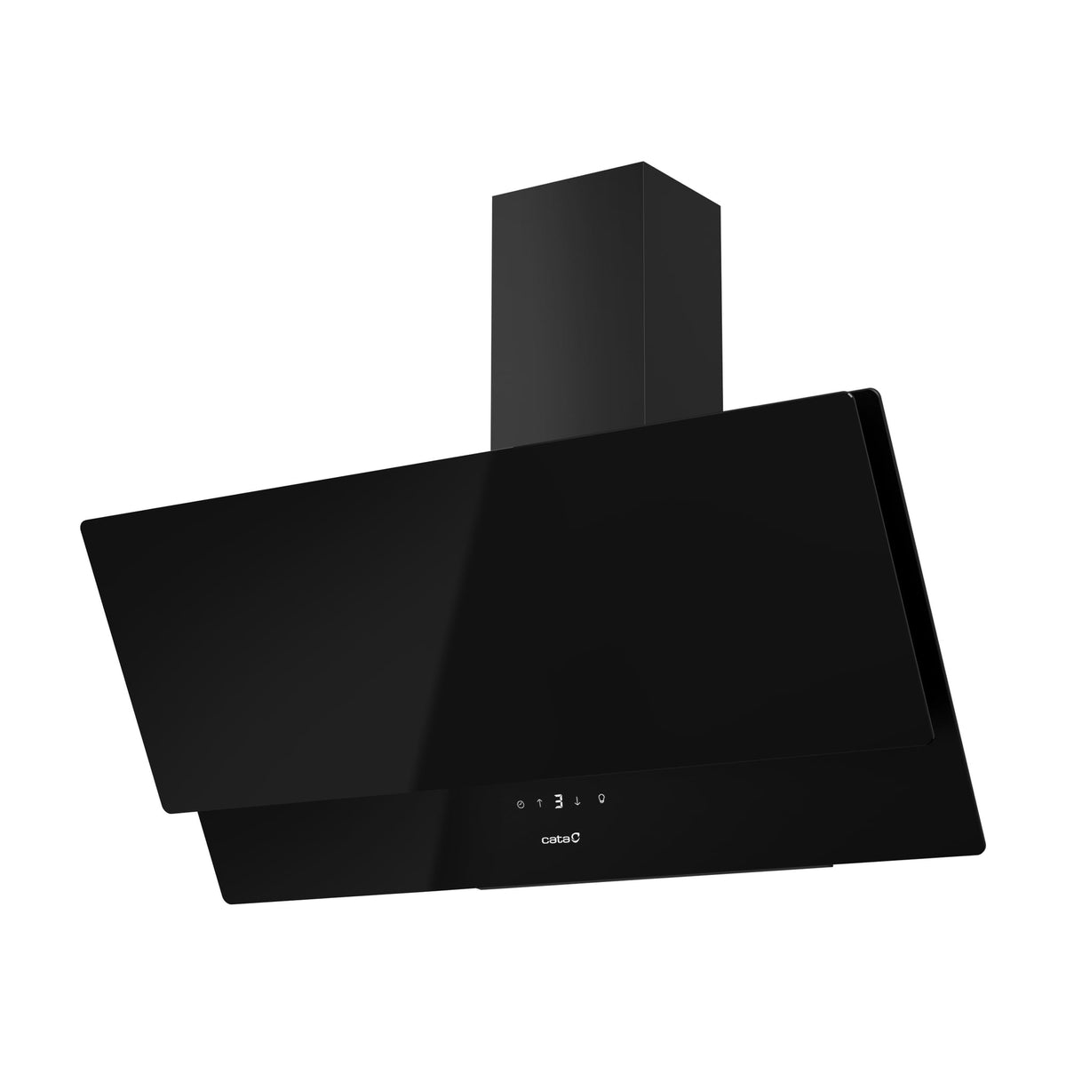 Campana decorativa CATA JUNO+ 9000 GBK de 90 cm, cristal negro y control táctil