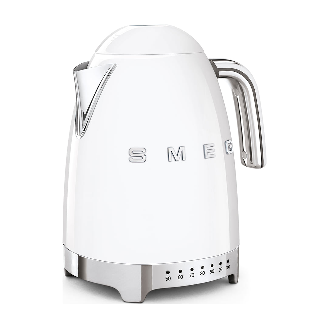 Hervidor de agua Smeg KLF04WHEU de 1,7 l con temperatura regulable, blanco