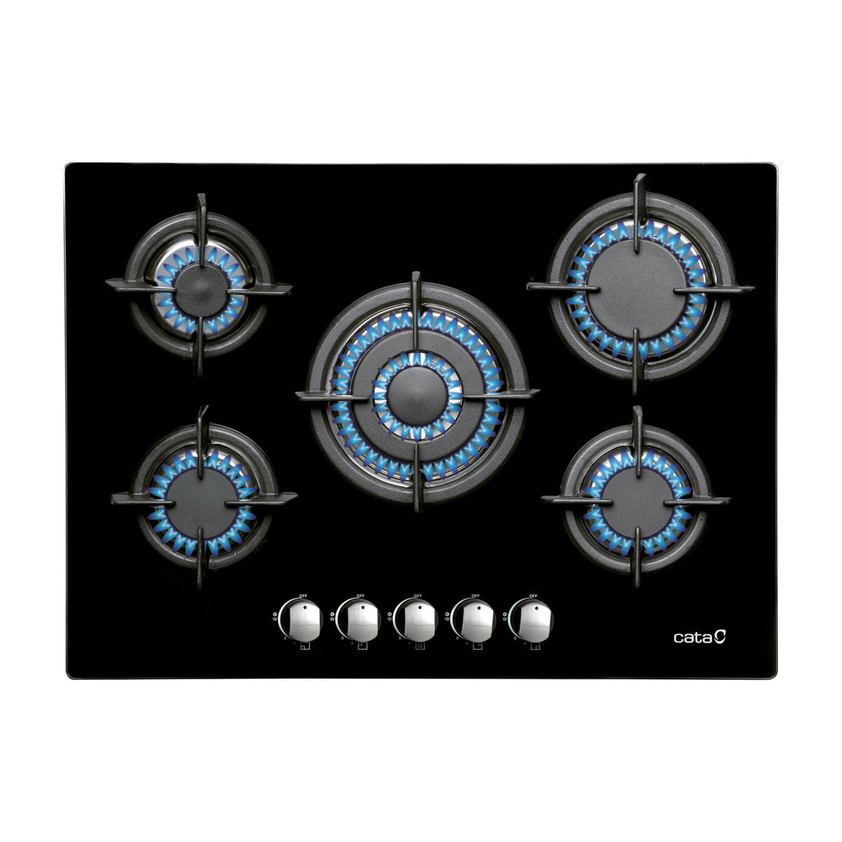 Placa de gas CATA L-7005 CI de 70 cm con 5 quemadores y cristal negro