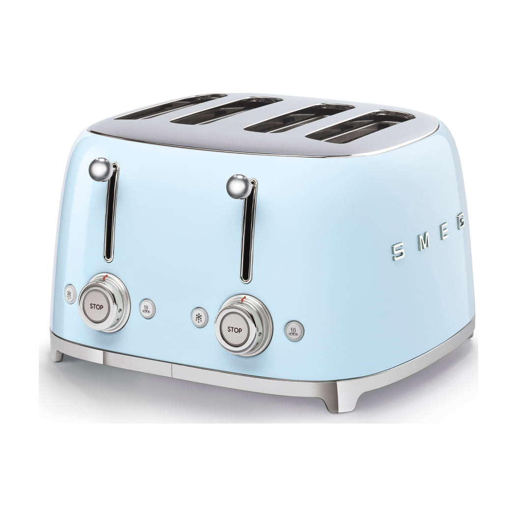 Tostadora Smeg TSF03PBEU de 4 ranuras y 2000 W, azul pastel