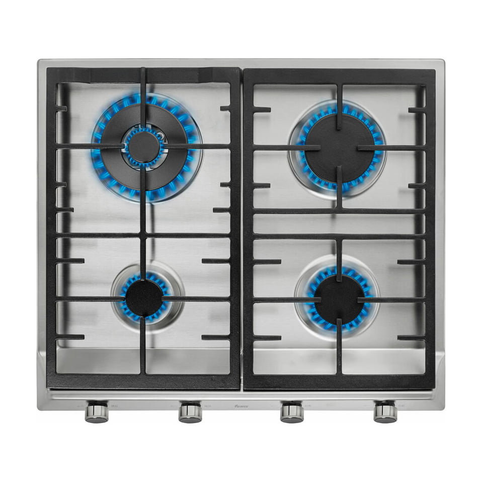 Placa de gas Teka EX 60.1 4G AI AL DR CI NAT, 4 fuegos, inox