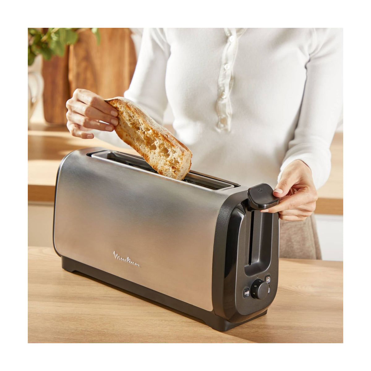 Tostadora Moulinex Subito LS5S0DE0 de ranura larga, 1430 W y 7 niveles