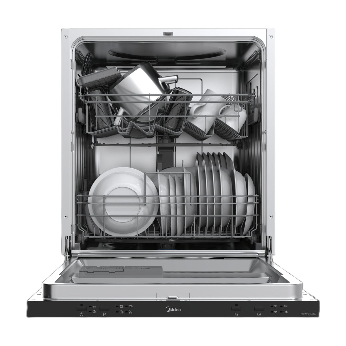 Lavavajillas integrable Midea MDW 12E4 SL, 12 cubiertos y puerta deslizante
