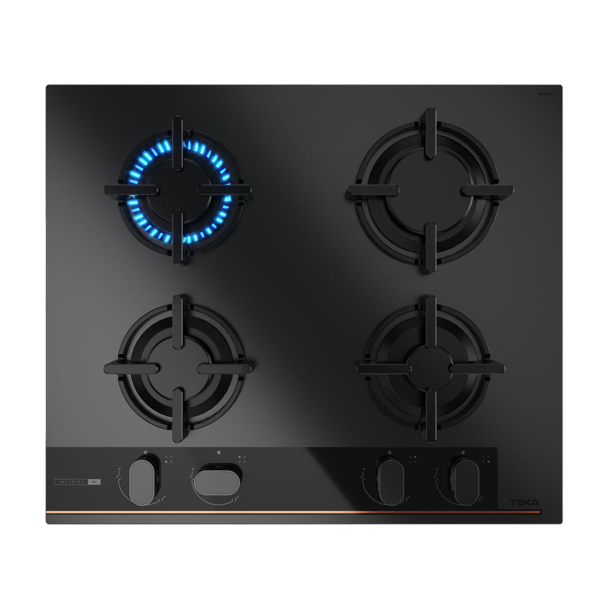 Placa de gas Teka GBC 64-G1 BM, 4 quemadores y cristal negro mate