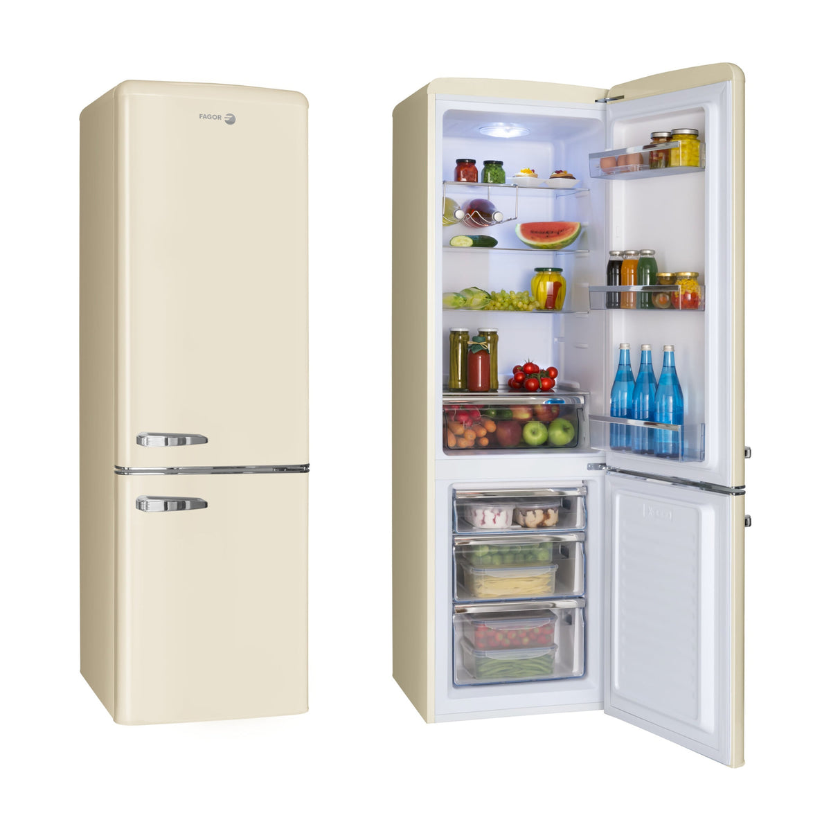 Frigorífico combi Fagor 3FFV-1855BG retro beige, 244 l