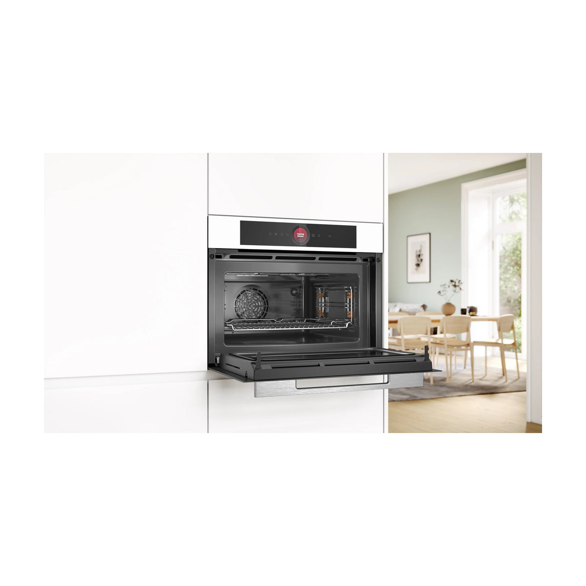 Horno compacto con microondas Bosch CMG7241W1, 45 l, blanco