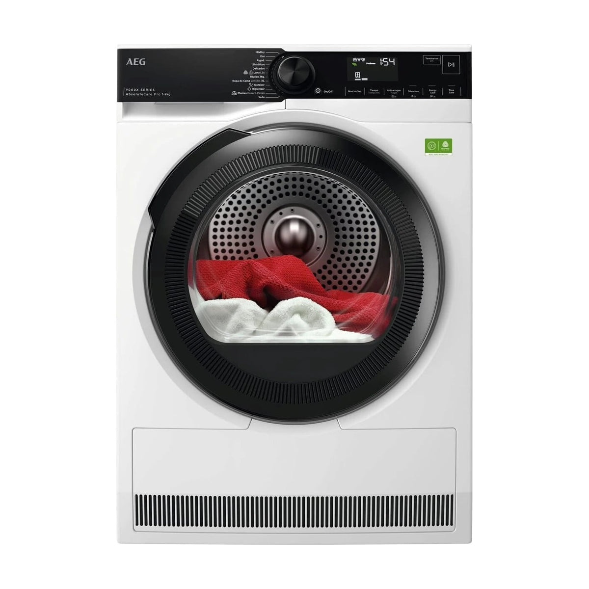 Secadora AEG TR939V4PB con bomba de calor, 9 kg y clase A