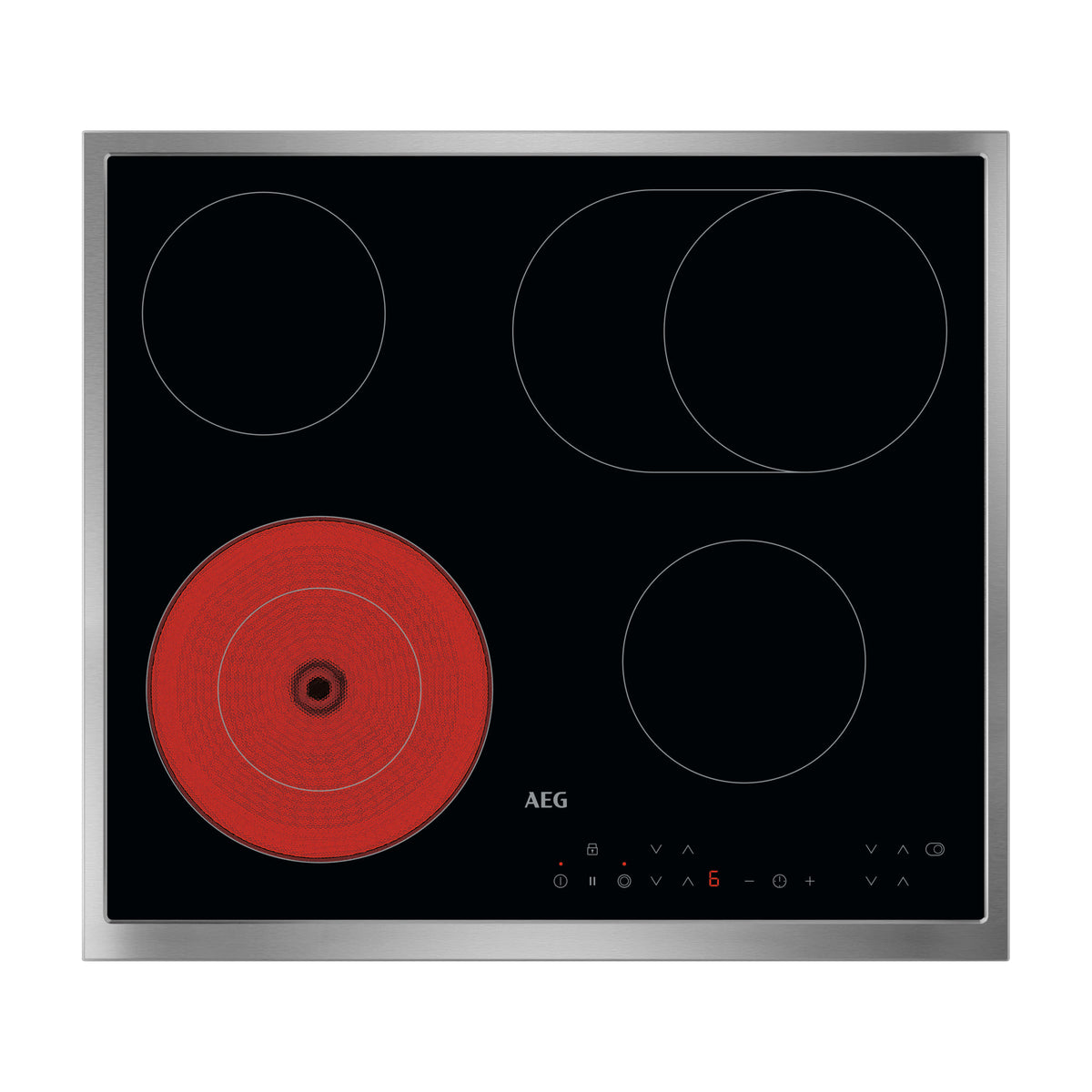 Placa vitrocerámica AEG TN64RA06XB de 60 cm, 4 zonas y marco inox