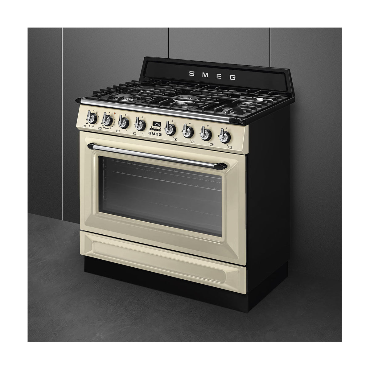 Cocina de gas Smeg TR90GMP de 90 cm con horno eléctrico de 115 l