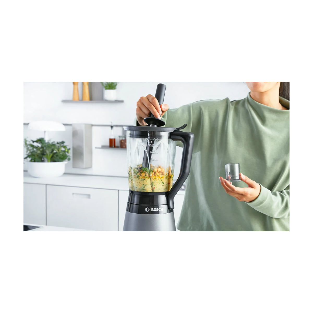 Batidora de vaso Bosch MMB6172S, 1200 W y jarra de cristal de 1,5 l