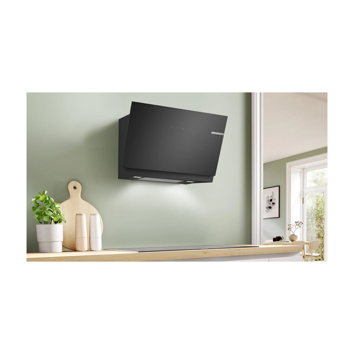 Campana decorativa inclinada Bosch DWK81AN60 de 80 cm, cristal negro
