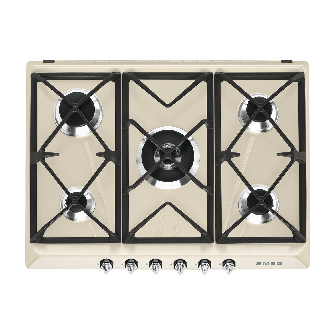 Placa de gas Smeg SR975PGH de 5 zonas, 68,5 cm, crema