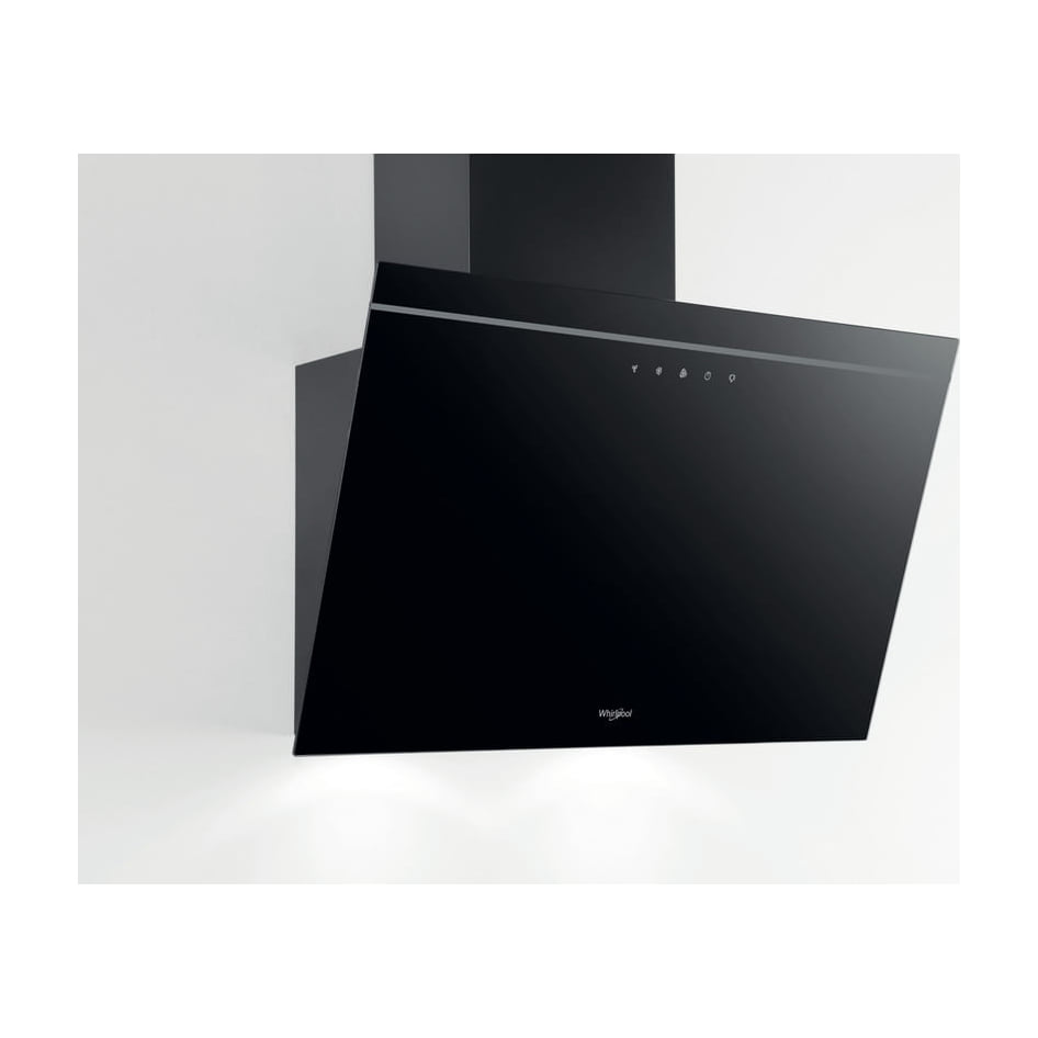Campana decorativa Whirlpool AKR 62F LT K de 60 cm en cristal negro, clase A