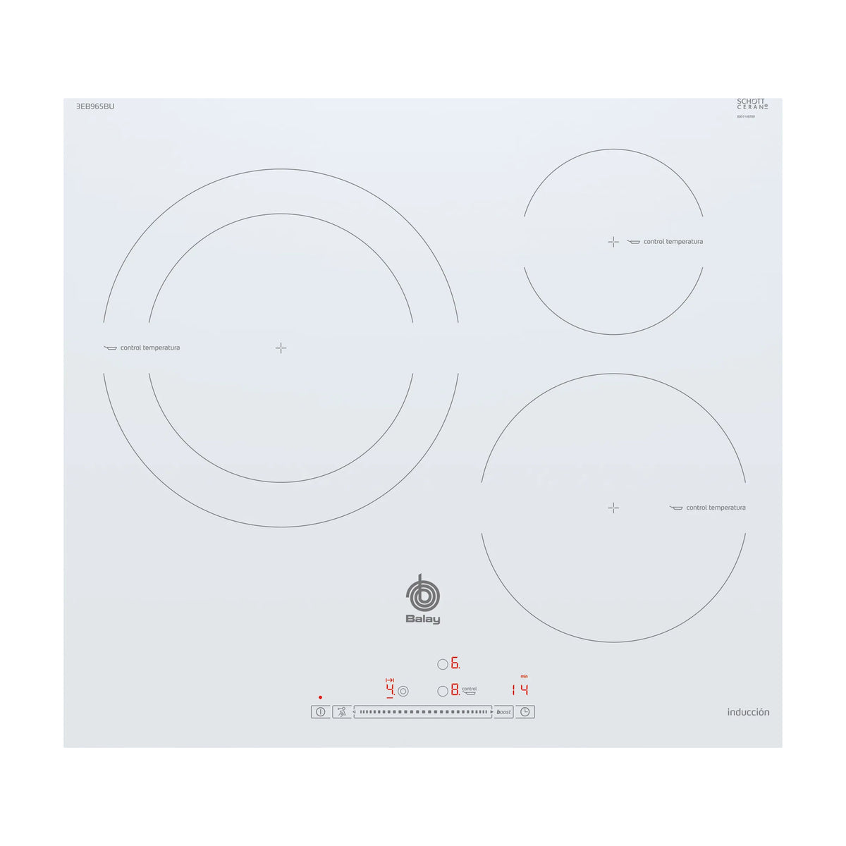 Placa de inducción Balay 3EB965BU de 60 cm, blanca biselada