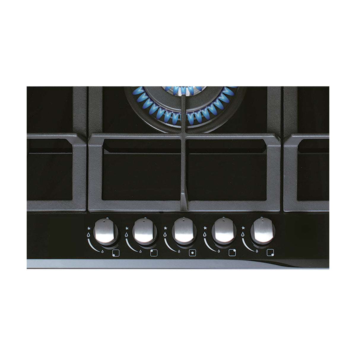 Placa de gas CATA LCI 9041 BK, 5 zonas y cristal negro