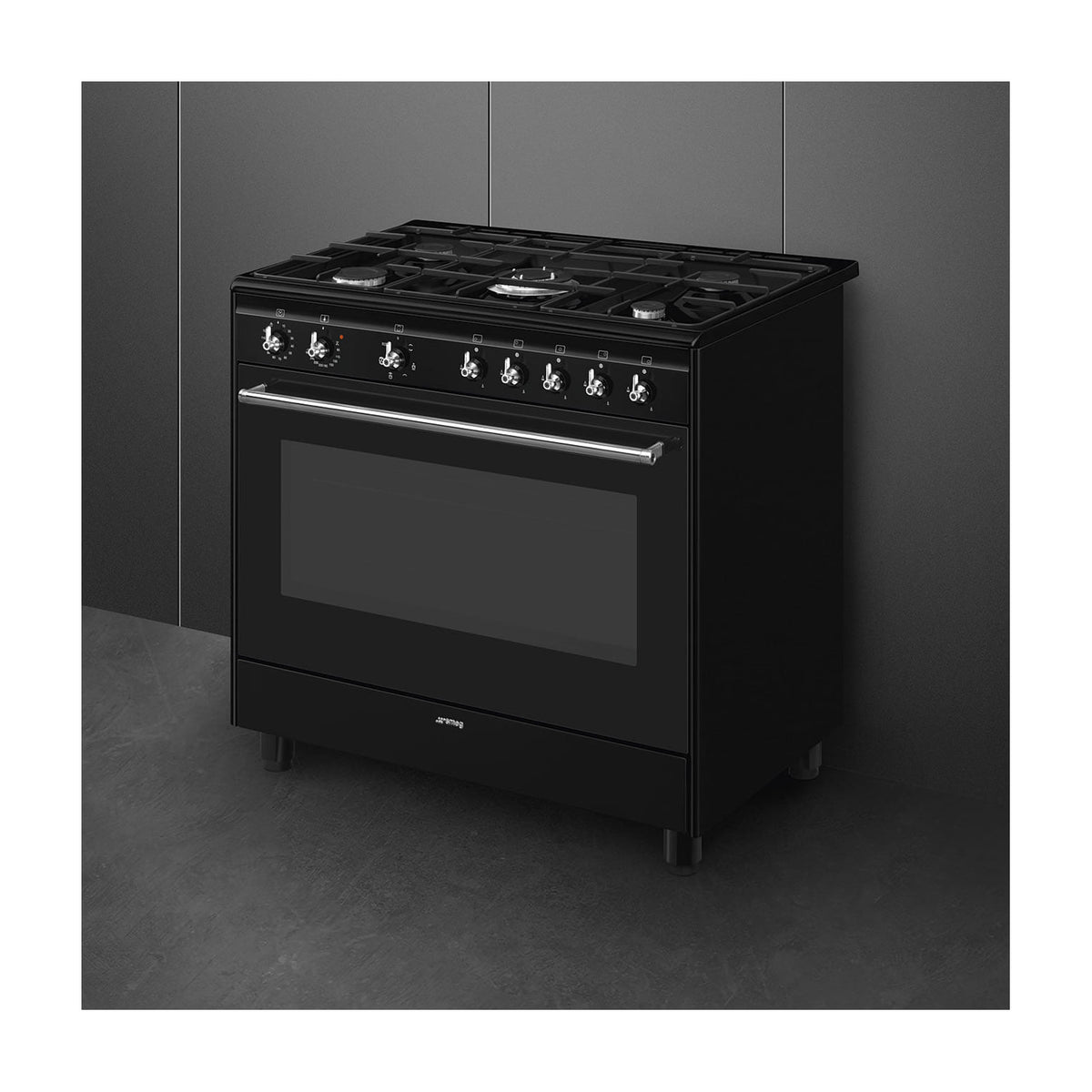 Cocina de gas Smeg CX91GMBL de 90 cm con horno eléctrico de 115 l