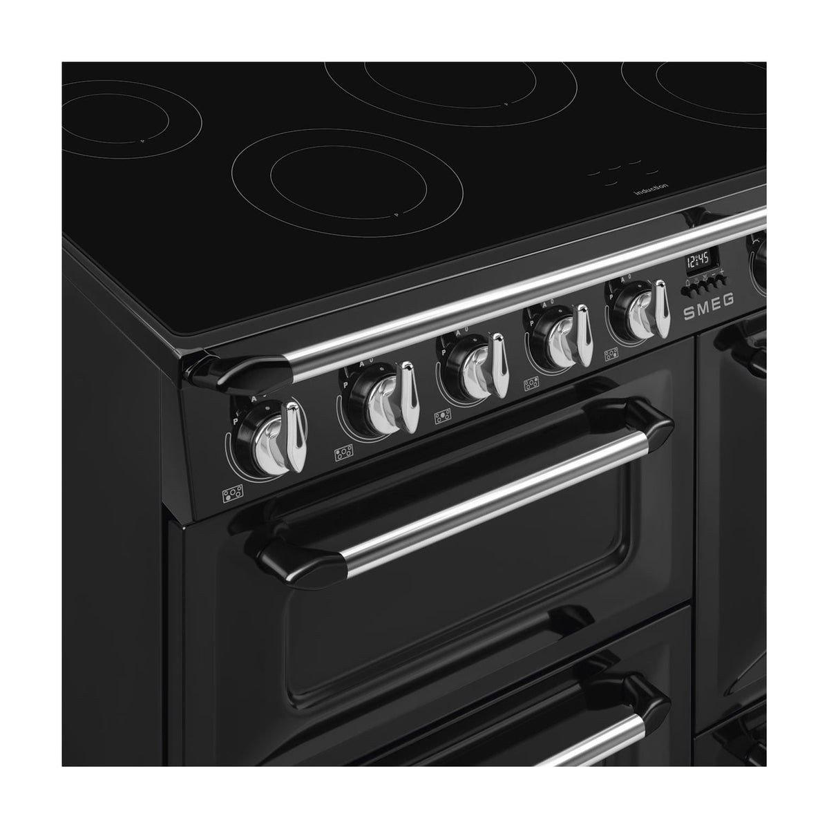 Cocina de inducción Smeg TR4110IBL2, 110 cm, negra con tres hornos