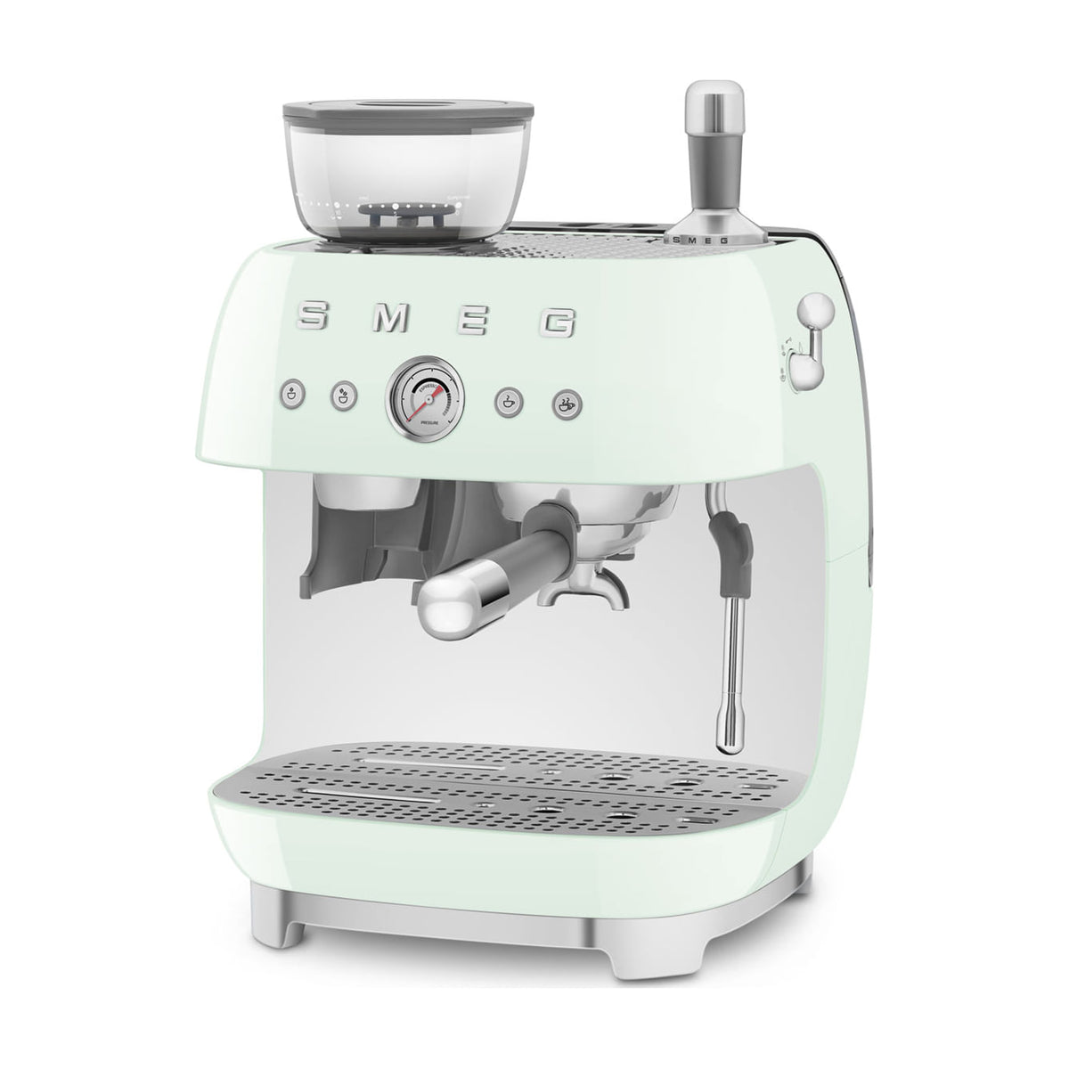Cafetera espresso Smeg EGF03PGEU con molinillo integrado, verde pastel