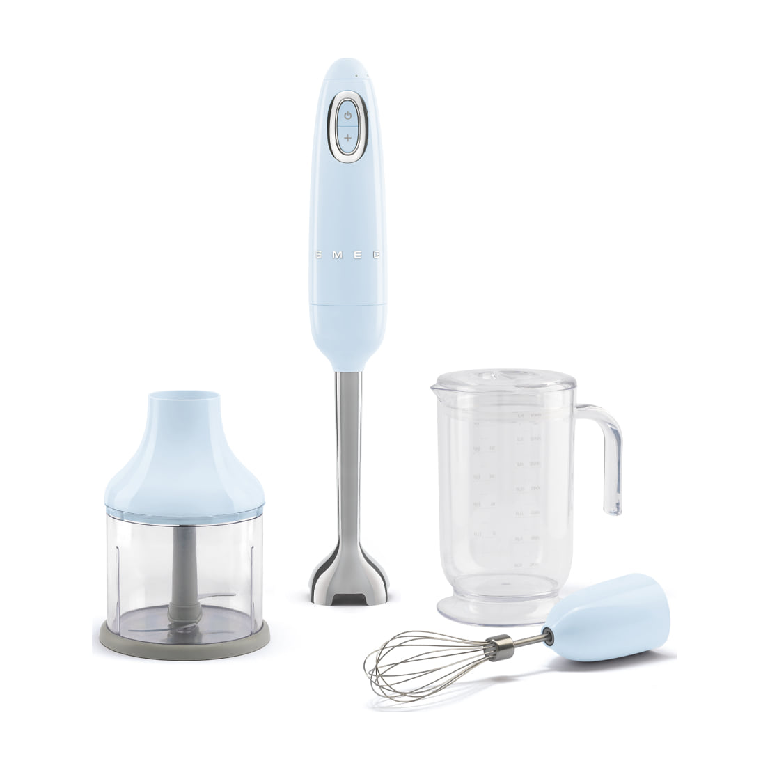 Batidora de mano Smeg HBF03PBEU de 700 W con accesorios, azul pastel
