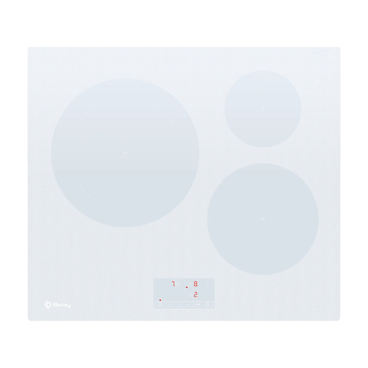 Placa de inducción Balay 3EB965WR de 60 cm, 3 zonas y cristal blanco hielo