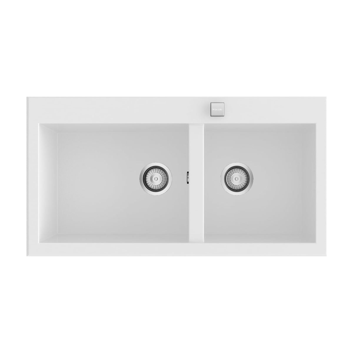 Fregadero Poalgi Shira 505 de dos cubetas, blanco brillo