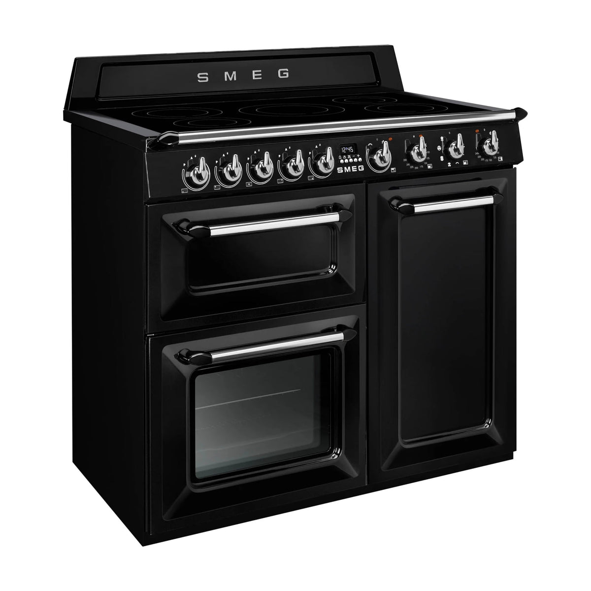 Cocina de inducción Smeg TR103IBL2, 100 cm y tres hornos, negra