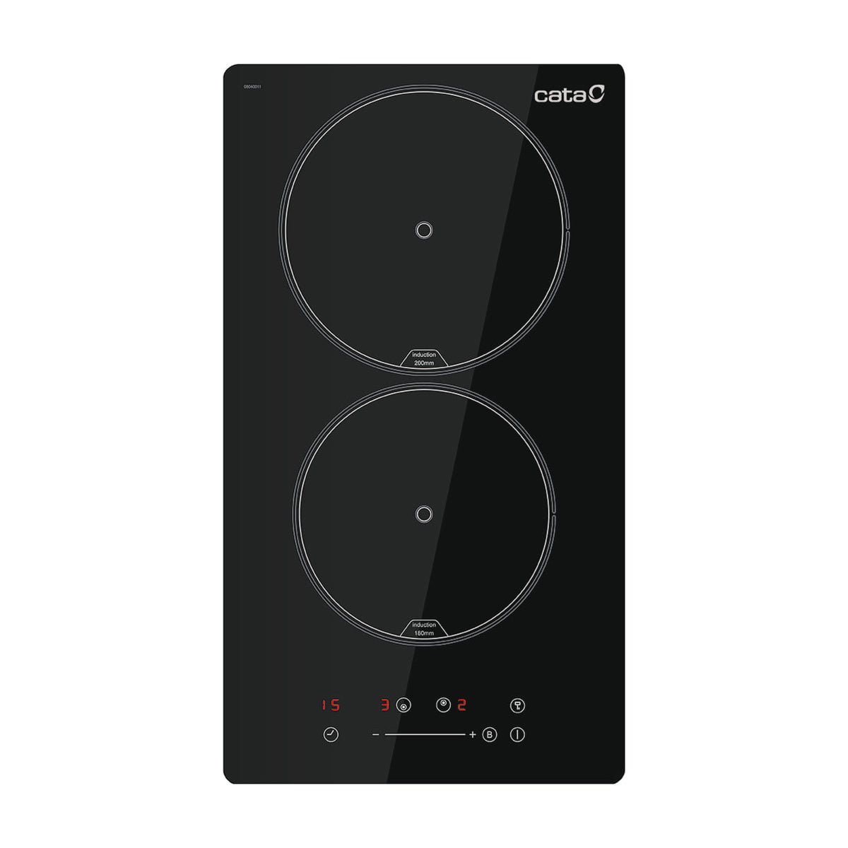 Placa de inducción CATA ISB 3102 BK/A, 2 zonas y 3500 W